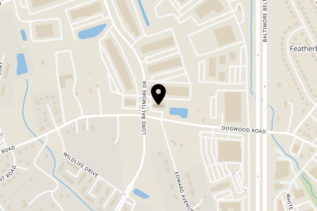 Map showing the location of Buongiorno Pizza on 6860 Dogwood Rd in Windsor Mill